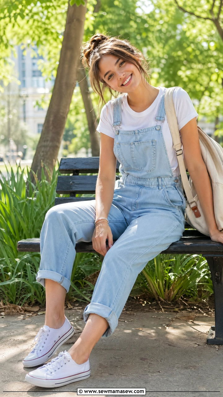 Baby blue overalls with white t shirt - 40 All baby blue outfit ideas