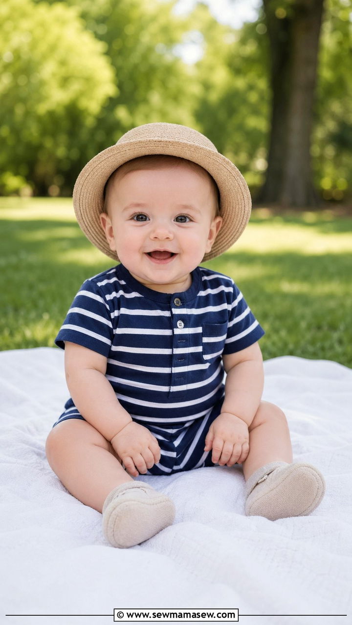 Baby boy stripe romper outfit - 30 Baby boy outfit ideas