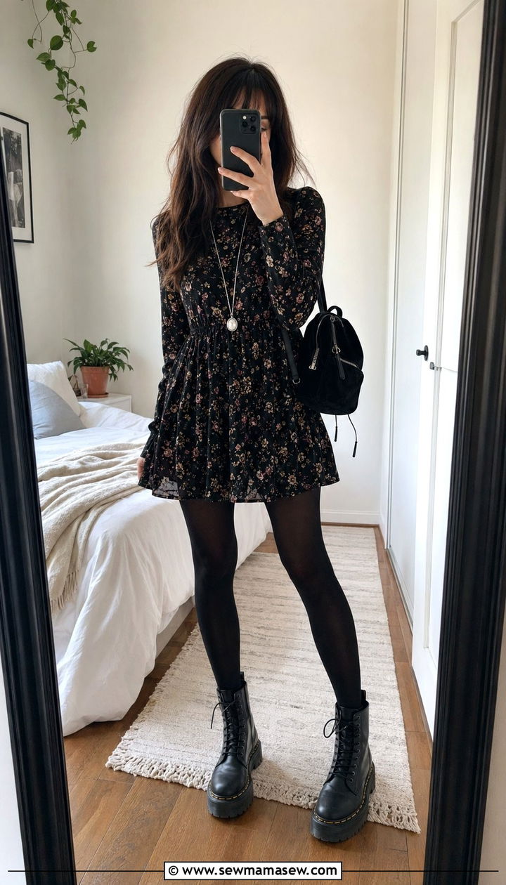 Babydoll Dress With Chunky Boots Outfit - 30 90s outfit ideas for women over 40