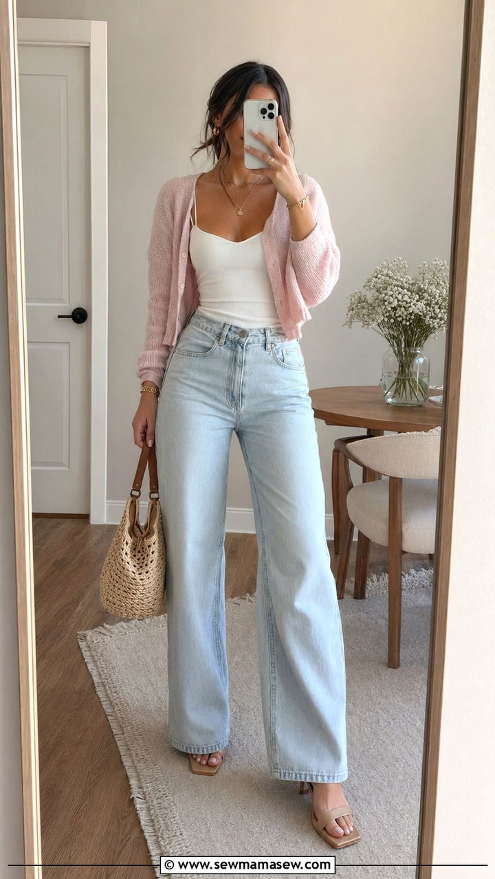 Baggy Jeans With Cardigan And Heels Outfit - 30 Baggy jeans outfit ideas with heels