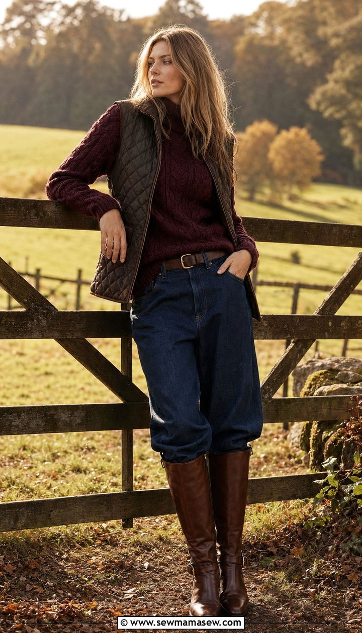 Baggy Jeans With Riding Boots And A Cable Knit Sweater - 30 Baggy jeans outfit ideas with boots