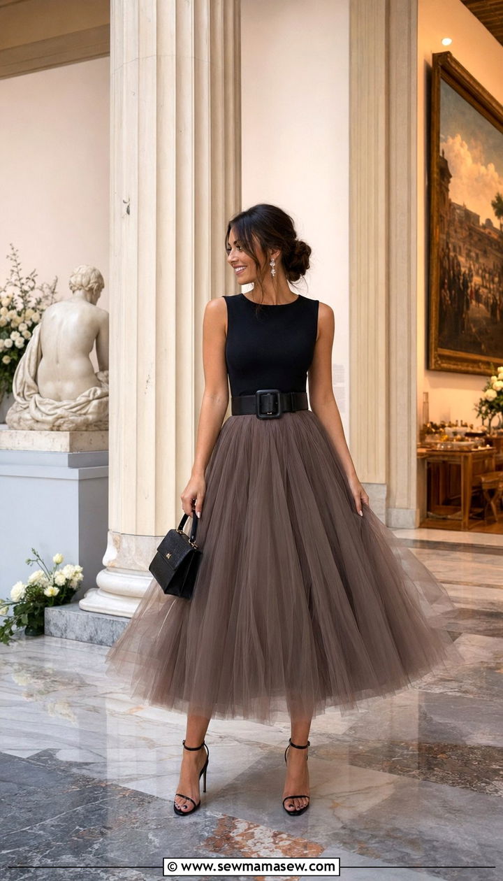 Ball Gown Skirt with Fitted Top for Rectangle Wedding Guest - 30 wedding guest outfits for rectangle body shape
