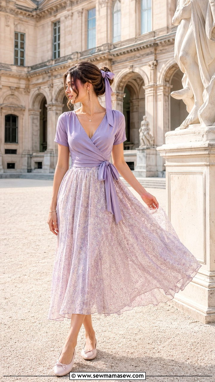 Balletcore Wrap Top With Floaty Chiffon Skirt And Satin Ribbon - 30 Soft girl summer outfits