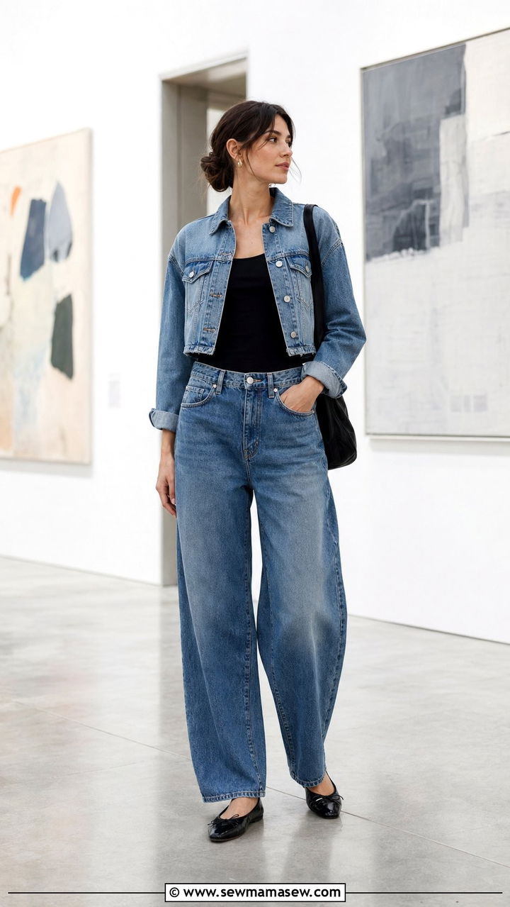 Barrel Leg Jeans With a Cropped Jacket - 30 Best jeans for tall women