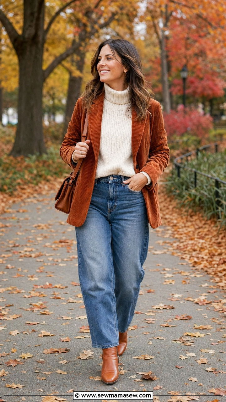 Barrel jeans with corduroy blazer outfit - 30 Barrel jeans outfit ideas with a blazer