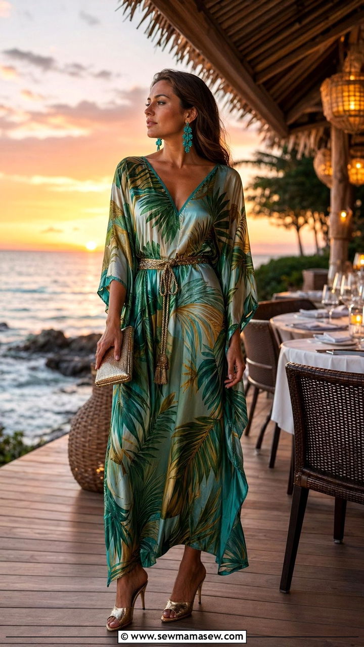 BeachToDinner Printed Kaftan With Heeled Mules - 35 resort outfits for women