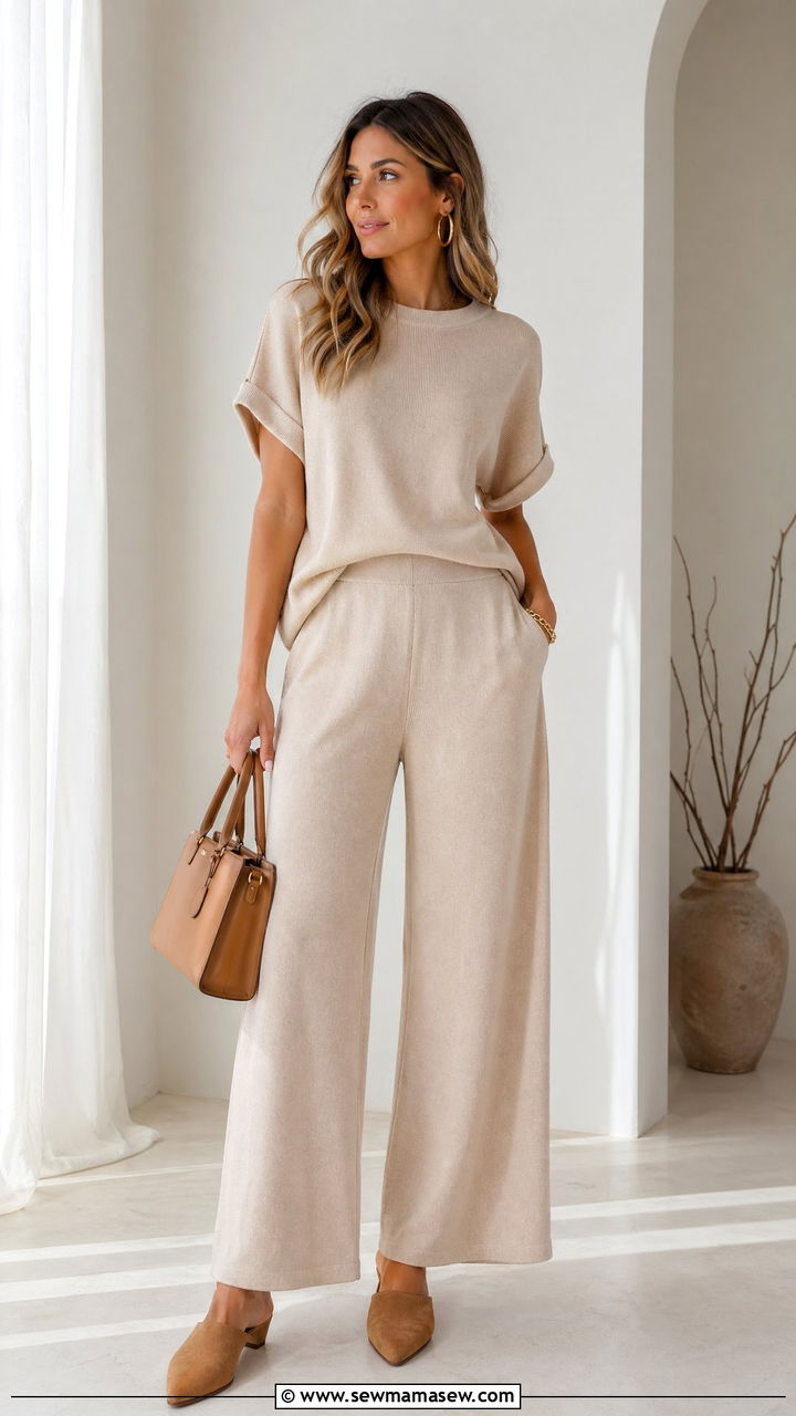 Beige Co ord Set Outfit - 35 classy quiet luxury outfit ideas
