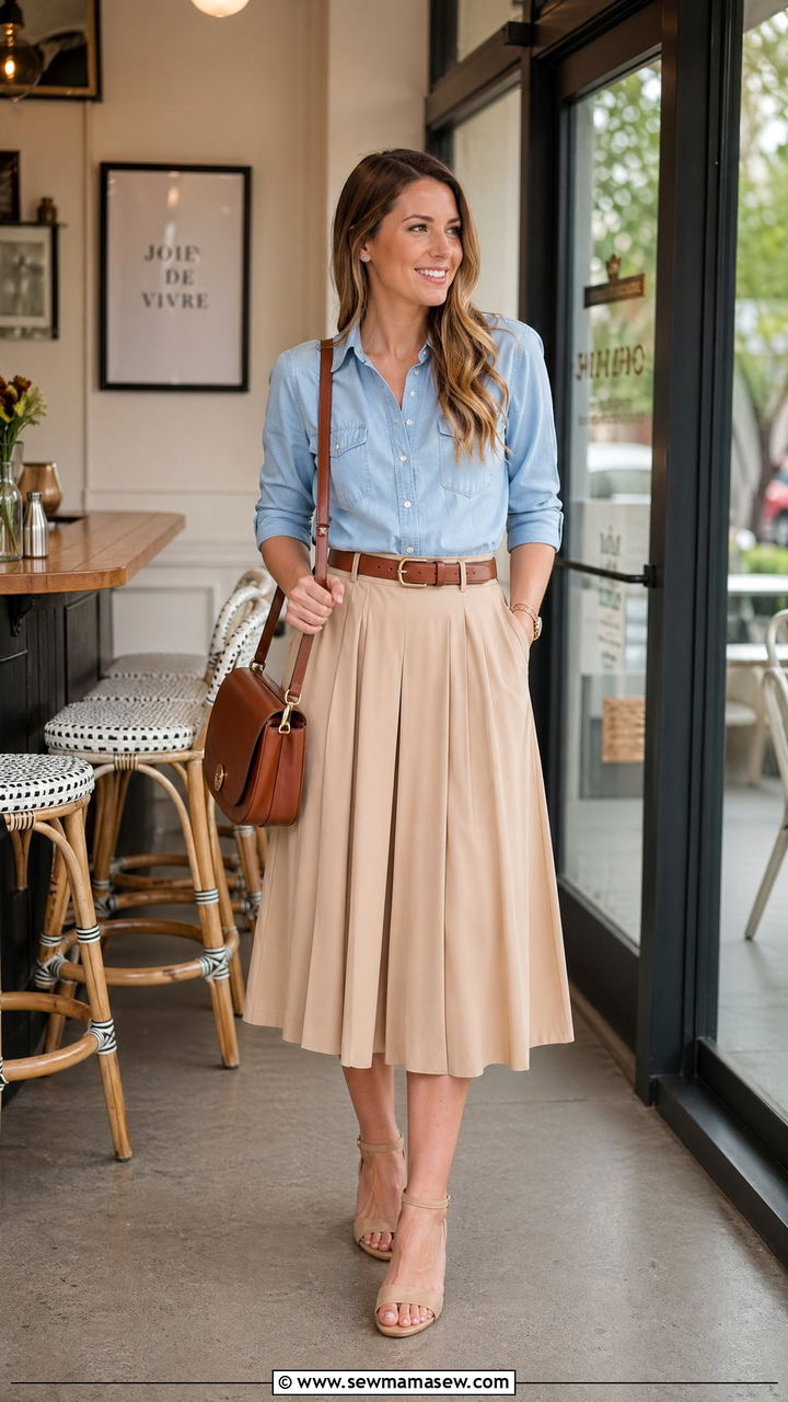 Beige Midi Skirt Outfit Spring - 35 spring beige outfit ideas