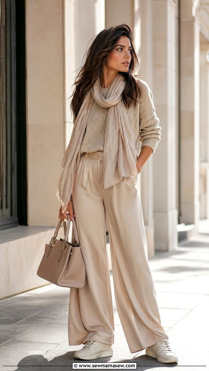 Beige Monochrome Textured Layers - 35 summer beige outfit ideas