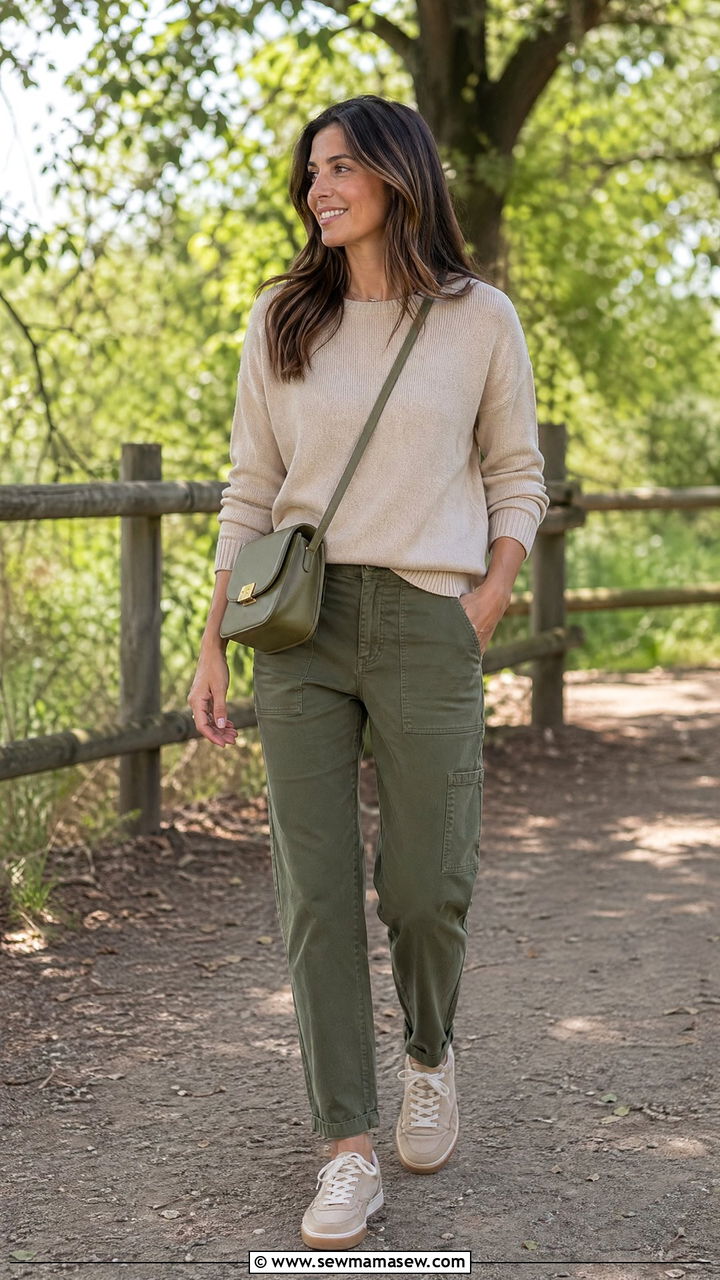 Beige and Green Outfit Spring - 35 spring beige outfit ideas