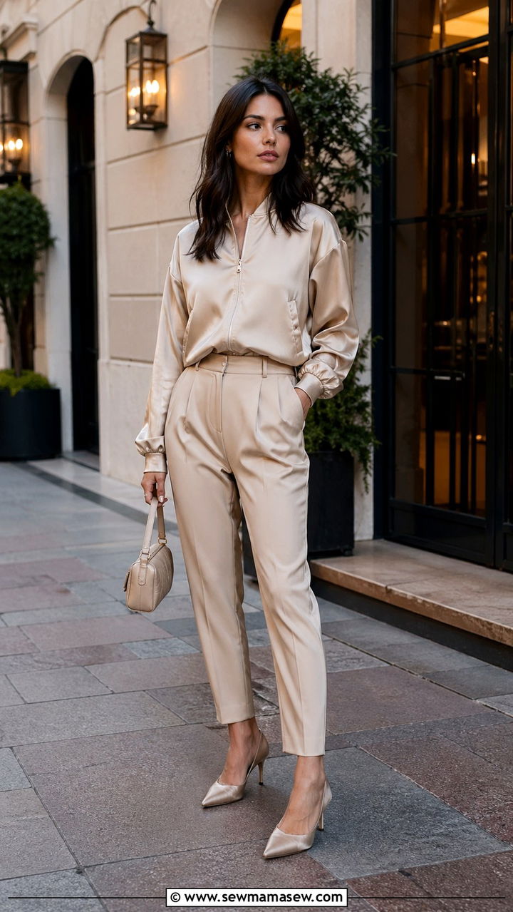 Beige bomber jacket outfit - 40 All beige outfit ideas