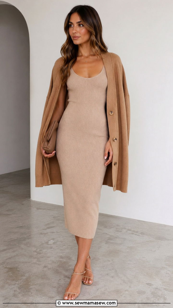 Beige knit dress outfit - 40 All beige outfit ideas