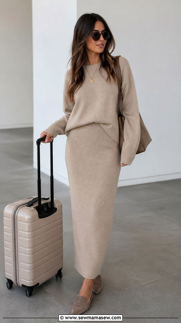 Beige knit set outfit - 40 All beige outfit ideas