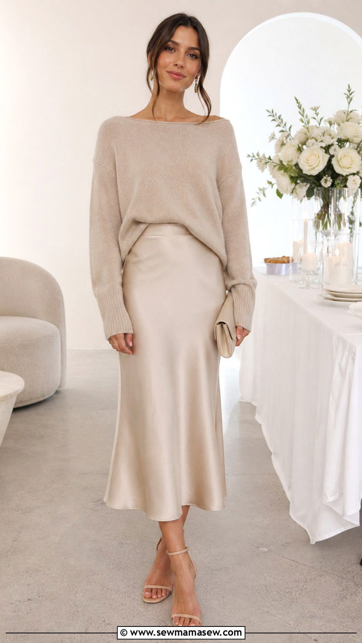 Beige silk skirt outfit - 40 All beige outfit ideas