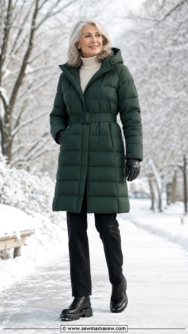 Belted Puffer Coat for Women Over 60 - 30 Best jackets for women over 60