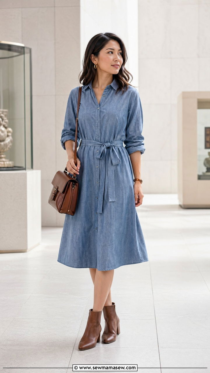 Belted Shirt Dress And Ankle Boots Outfit Spring Japan - 35 Spring Japan outfit ideas