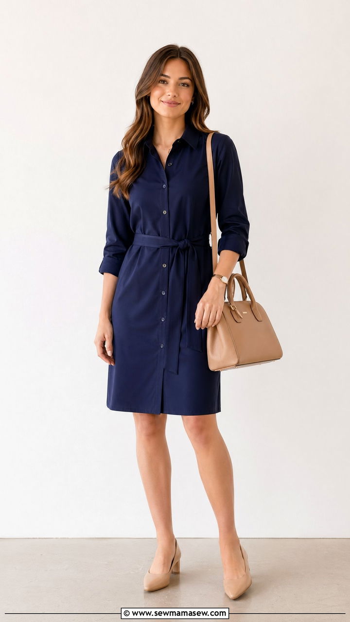 Belted Shirt Dress For Spring Interview - 35 Spring job interview outfits