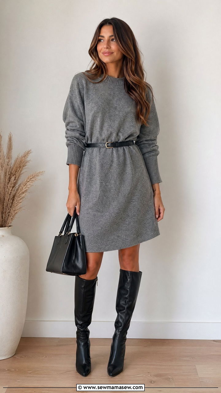 Belted Sweater Dress Casual - 35 casual sweater dress outfits
