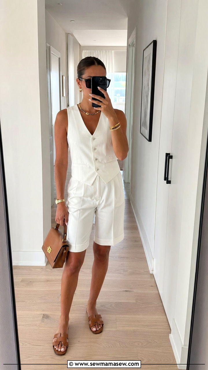 Bermuda Shorts With Sleeveless Vest Top - 30 Aesthetic summer outfit ideas 2026