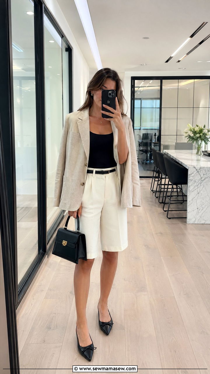 Bermuda shorts and lightweight blazer - 35 Summer closet must haves