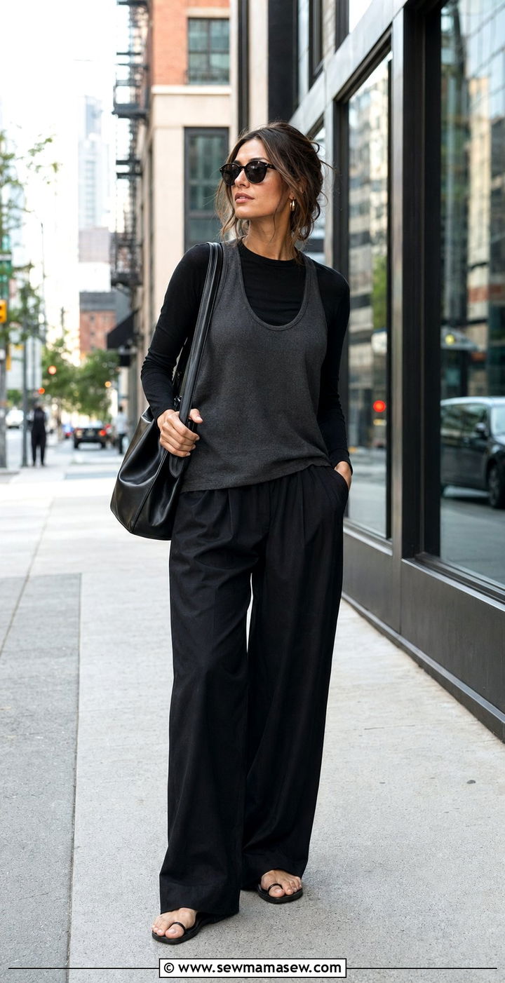 Black And Charcoal Layered Outfit - 35 Moody summer outfit ideas