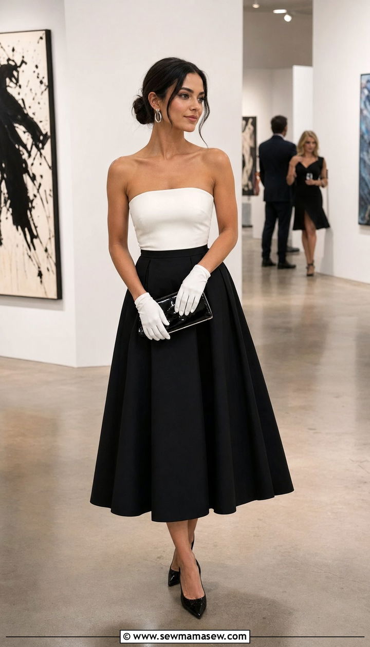 Black And White Color Block Dress - 35 Old Hollywood outfit ideas