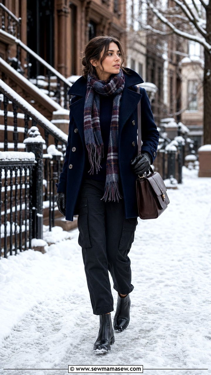 Black Cargo Pants With Peacoat And Chelsea Boots - 30 Black cargo pants outfit ideas