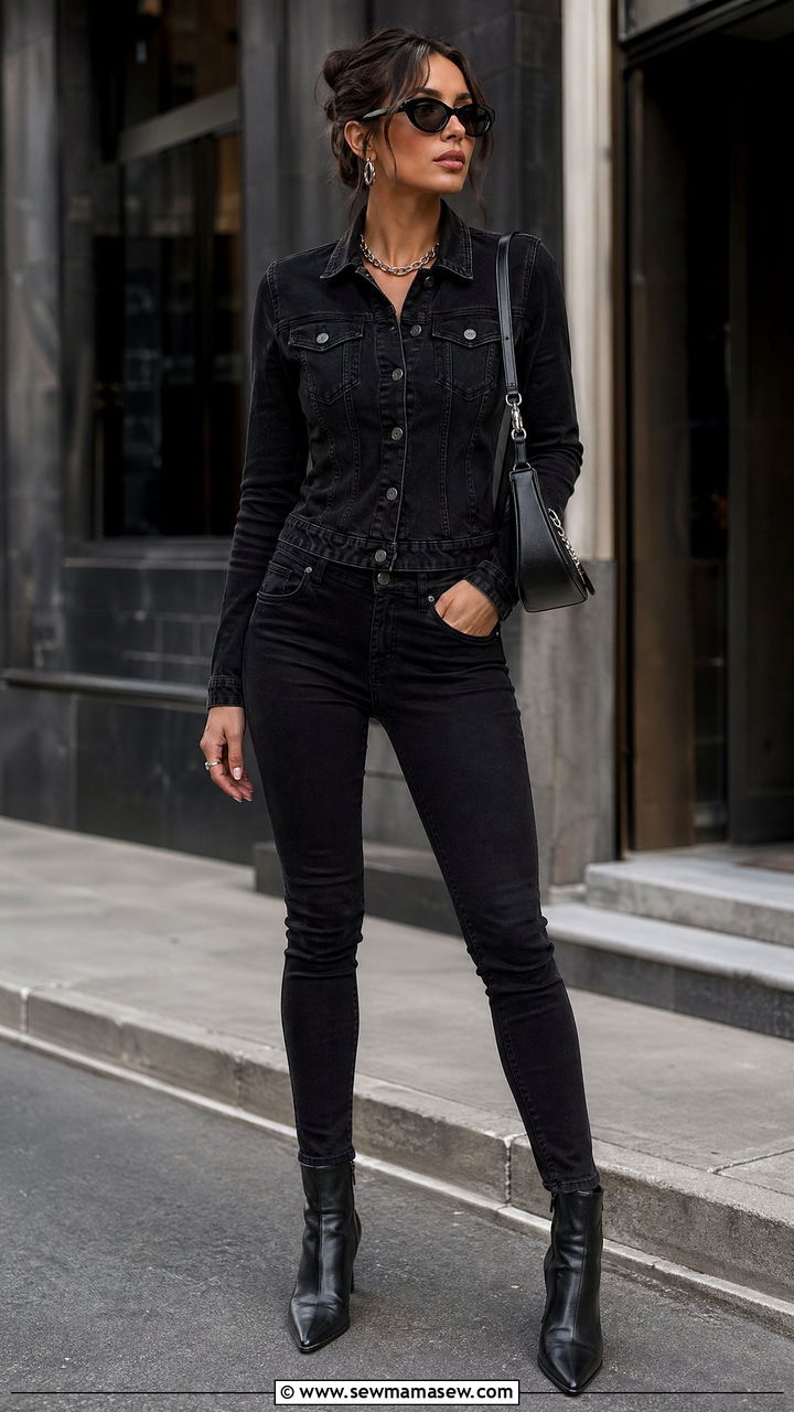 Black Denim Matching Set Outfit - 35 Denim matching set outfit ideas