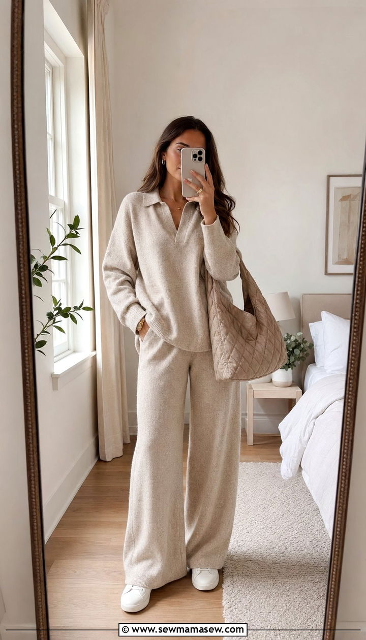 Black Friday Shopping Outfit With Matching Knit Co Ord Set - 30 Black Friday shopping outfit ideas