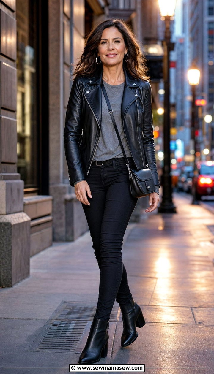 Black Jeans With a Leather Jacket - 30 Best jeans for women over 40