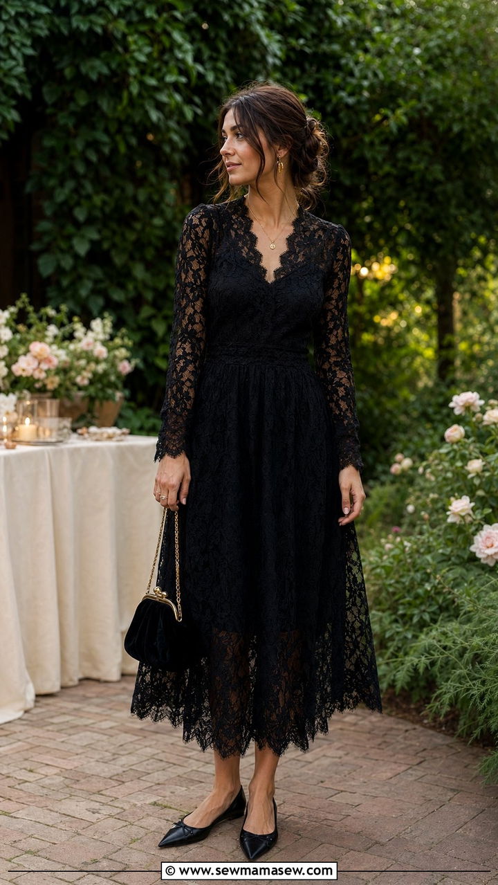 Black Lace Midi Dress Outfit - 35 Moody summer outfit ideas