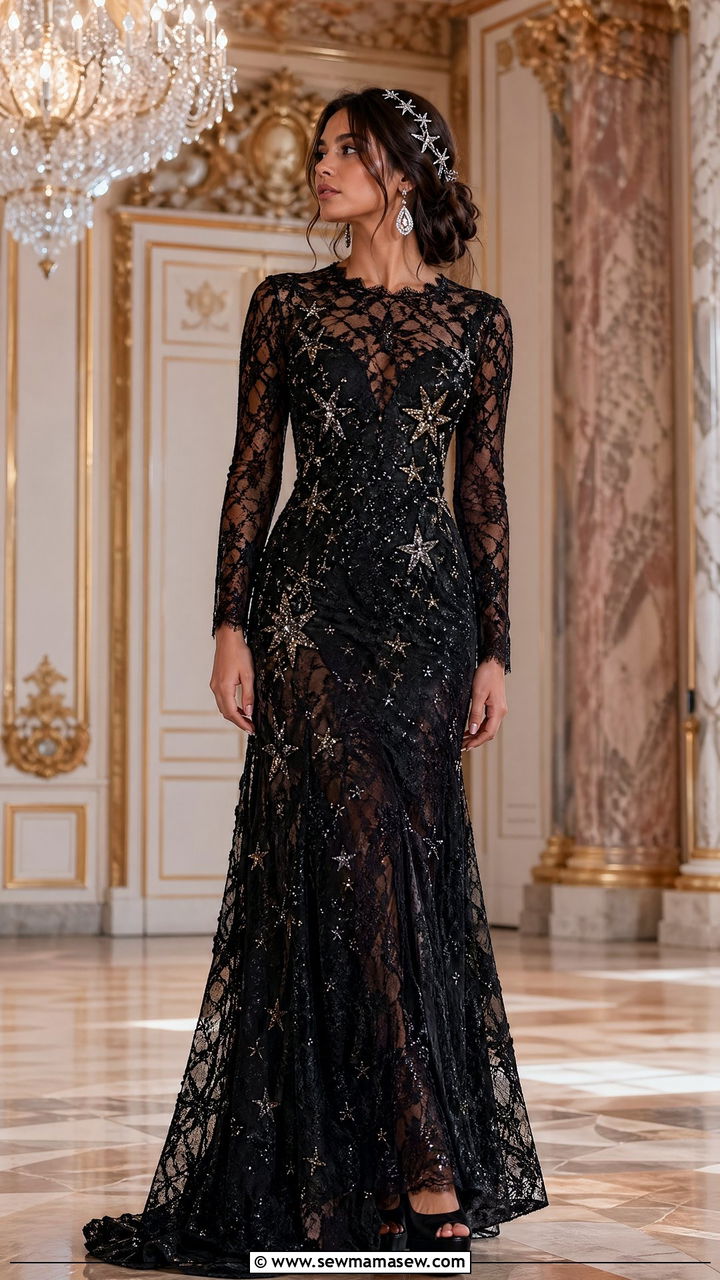 Black Lace Star Gown Outfit - 35 celestial outfits for women