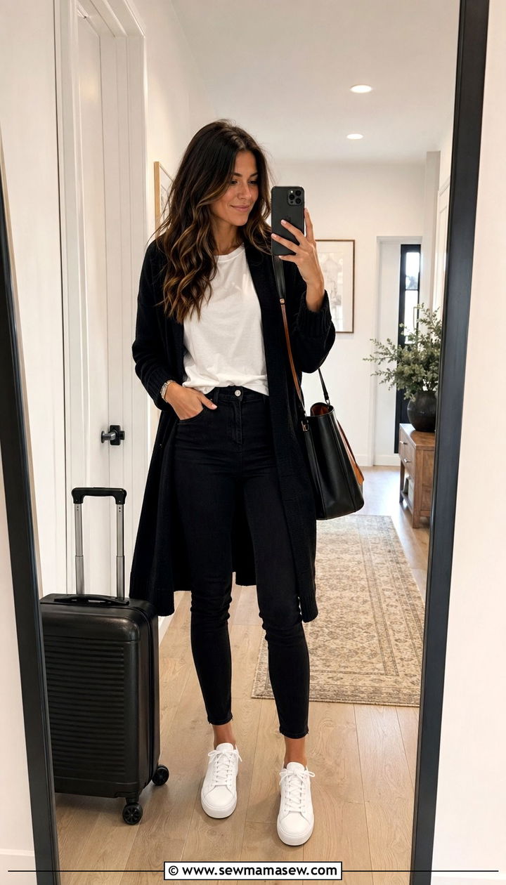 Black Skinny Jeans With a Long Cardigan - 30 Best jeans for tall women