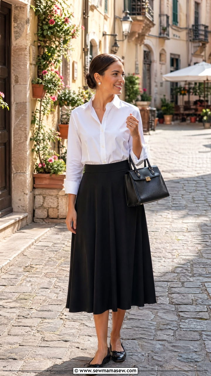 Black Skirt With White Button Up Shirt - 35 Spring outfits in black
