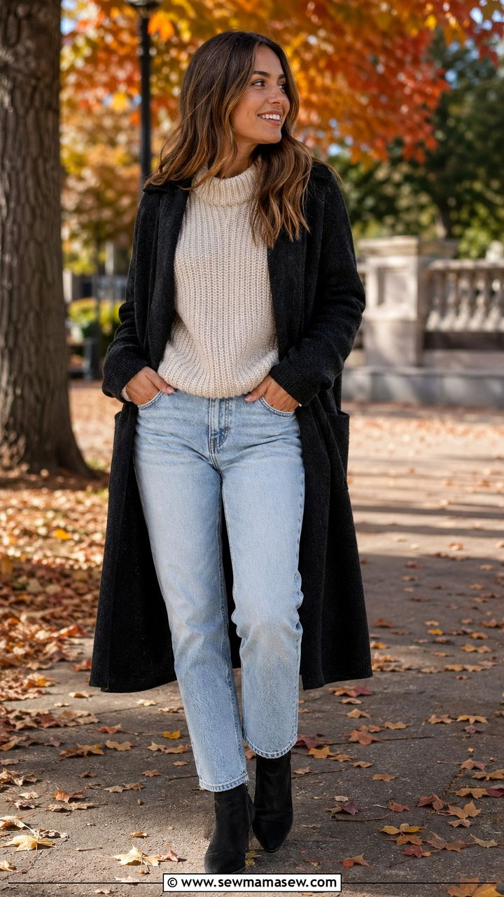 Black Suede Ankle Boots With Light Wash Straight Jeans Outfit - 30 Ankle boots outfit ideas with jeans
