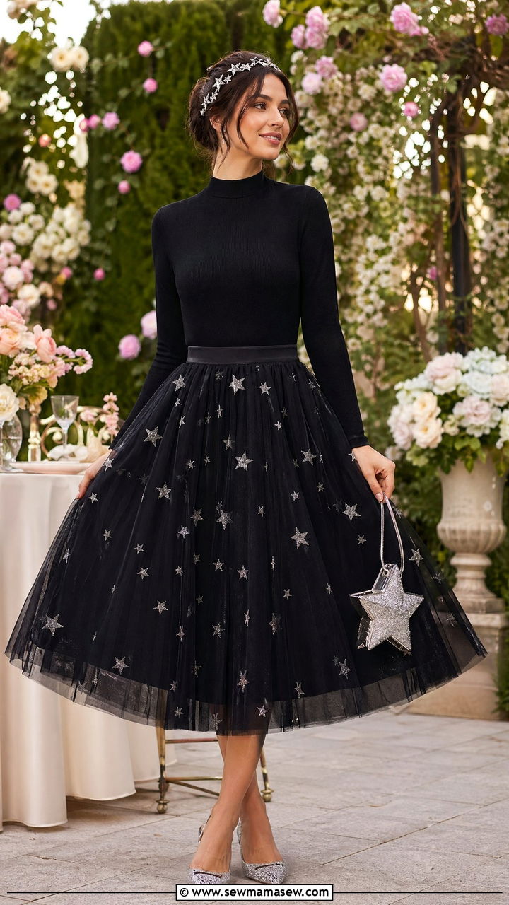 Black Tulle Star Skirt Outfit - 35 celestial outfits for women