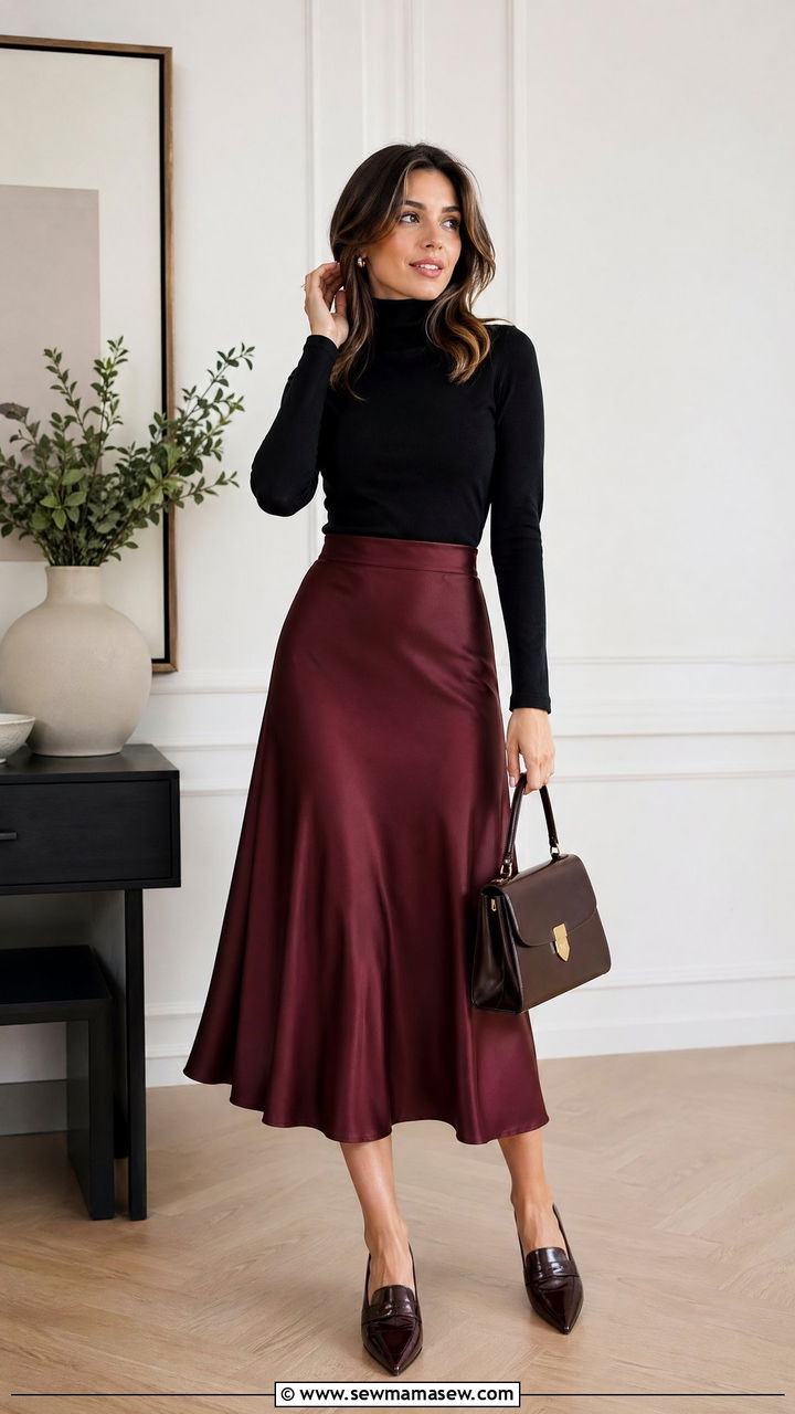 Black Turtleneck with Midi Skirt Outfit - 35 casual outfit ideas for women