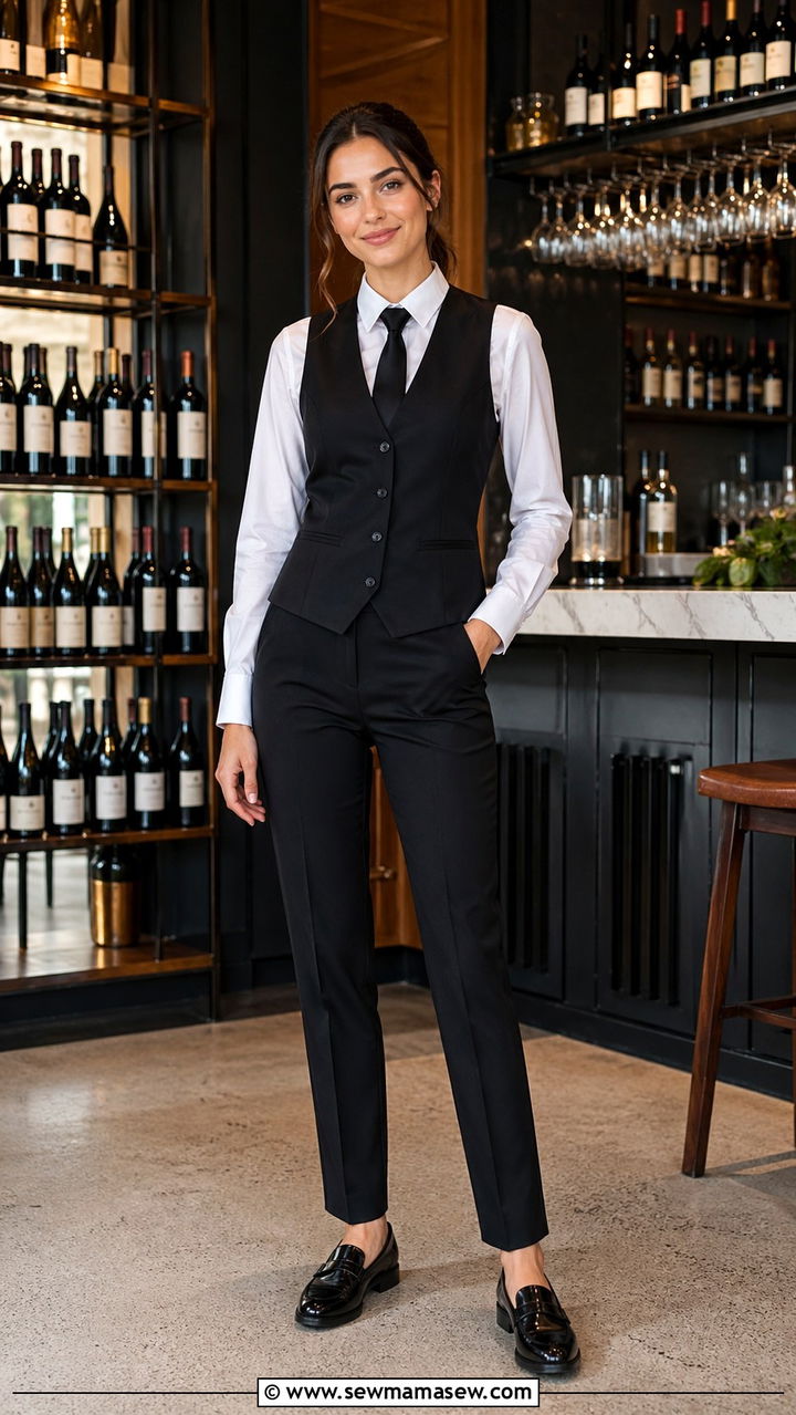 Black Vest And Trousers Server Uniform - 30 Server outfit ideas