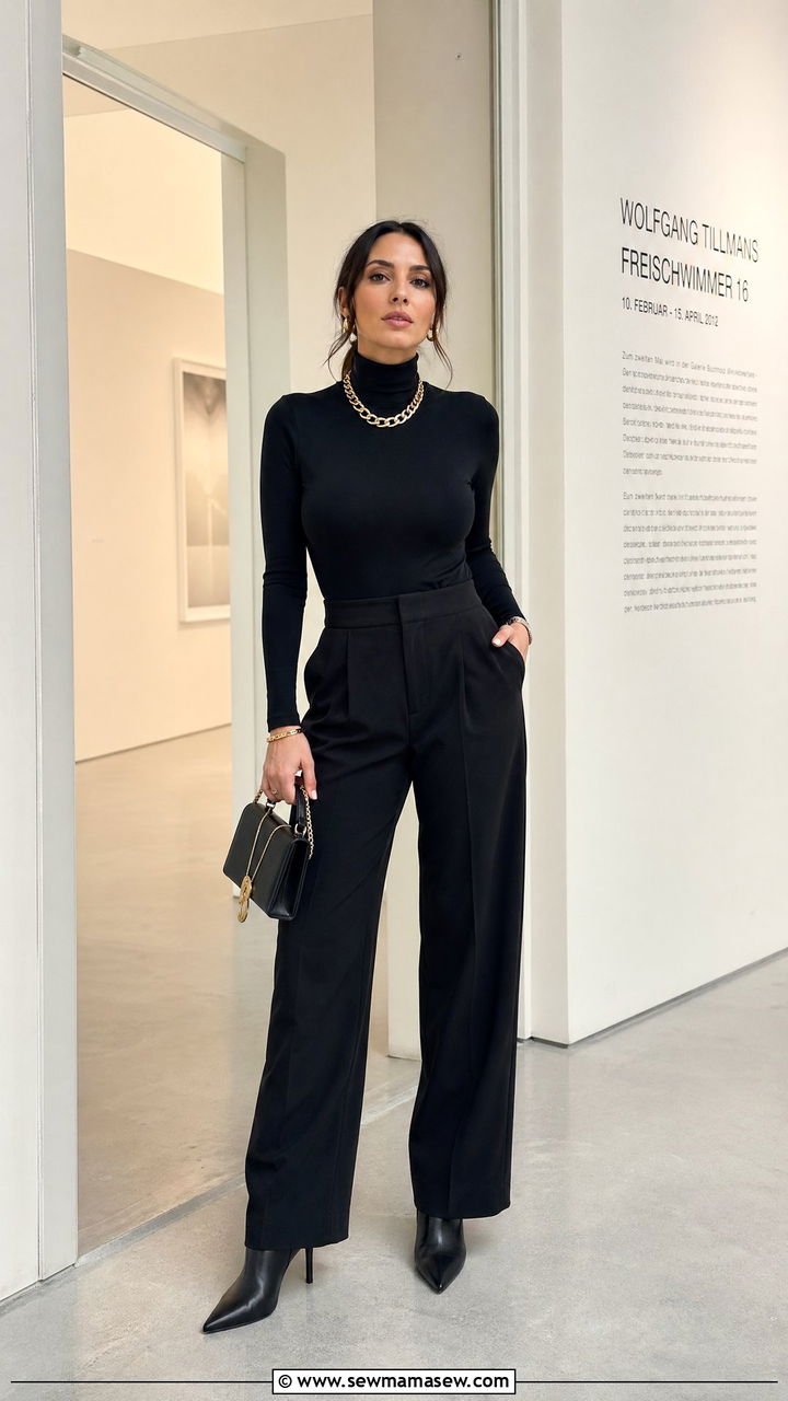 Black bodysuit with high waisted tailored trousers and stiletto boots - 40 What to wear in Berlin