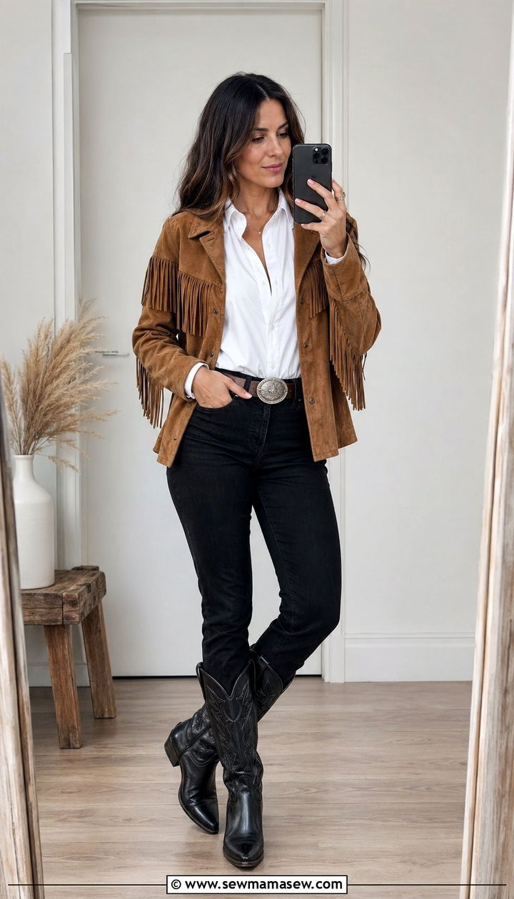 Black jeans with cowboy boots outfit - 30 Black jeans outfit ideas with boots