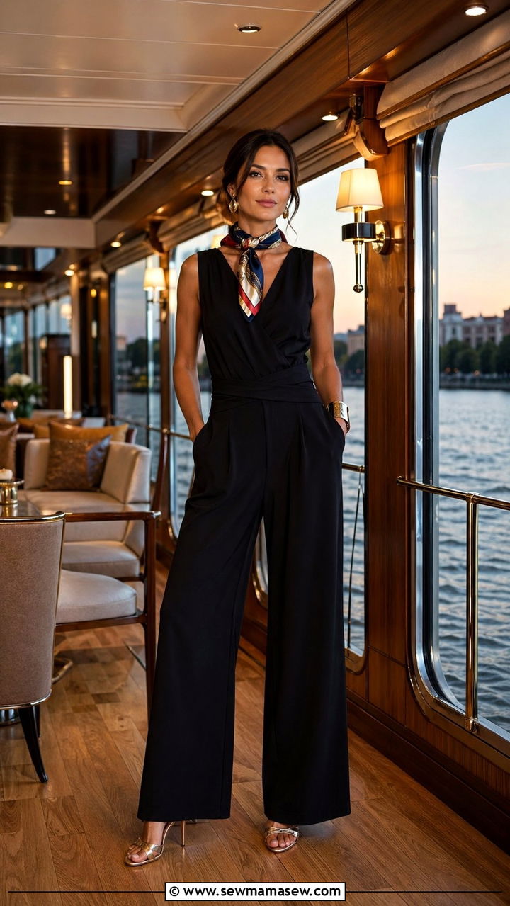 Black jumpsuit river cruise evening outfit - 35 River cruise outfit ideas