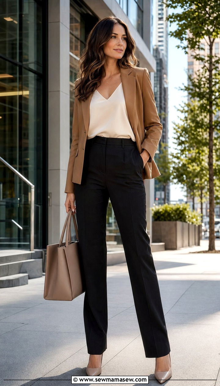 Black linen pants with blazer - 30 Black linen pants outfit ideas