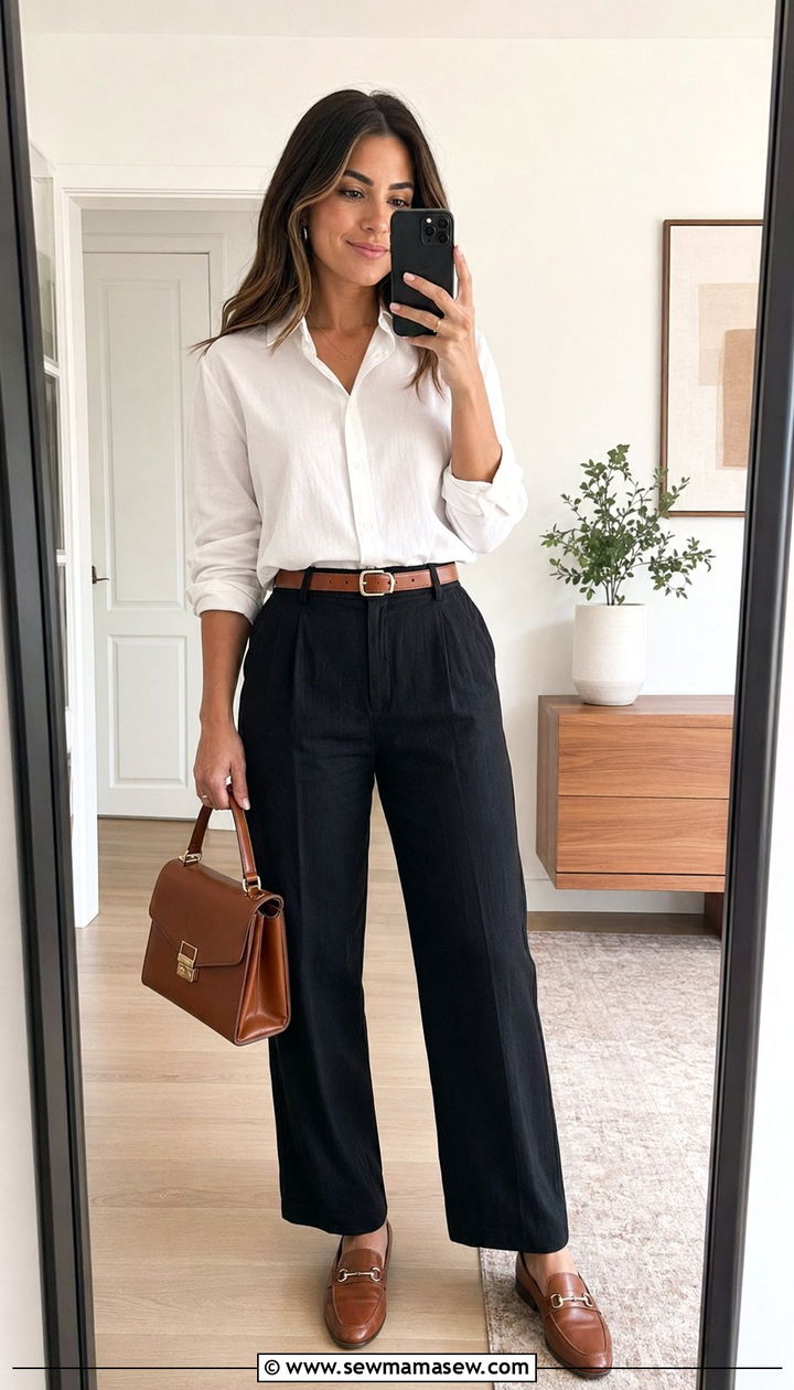 Black linen pants with loafers - 30 Black linen pants outfit ideas