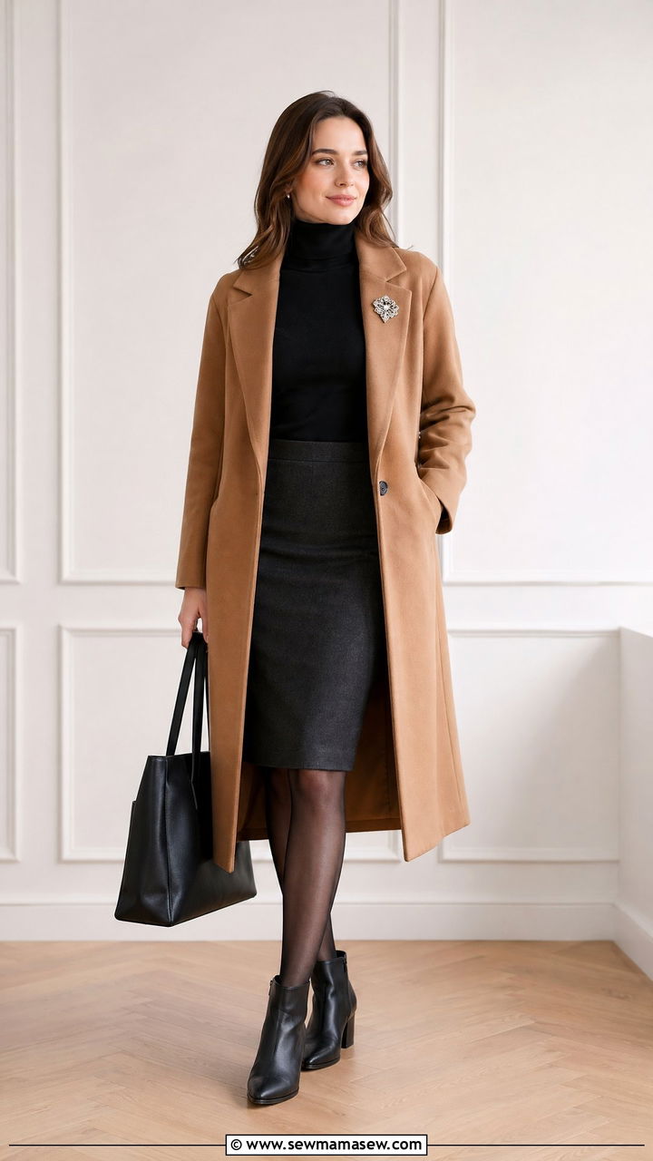 Black turtleneck with pencil skirt interview outfit - 35 classy job interview outfit ideas