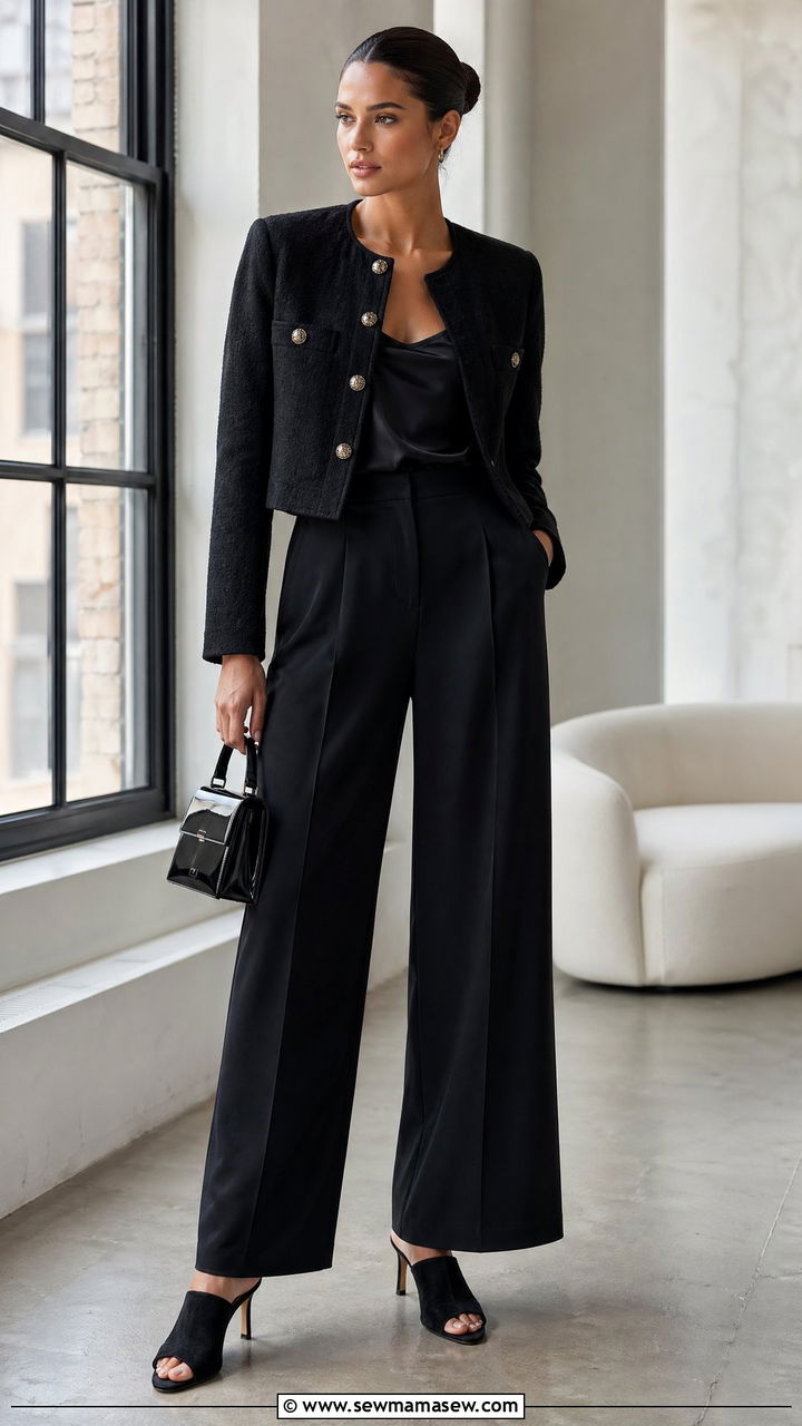 Black wide leg pants outfit - 35 wide leg pants outfit ideas