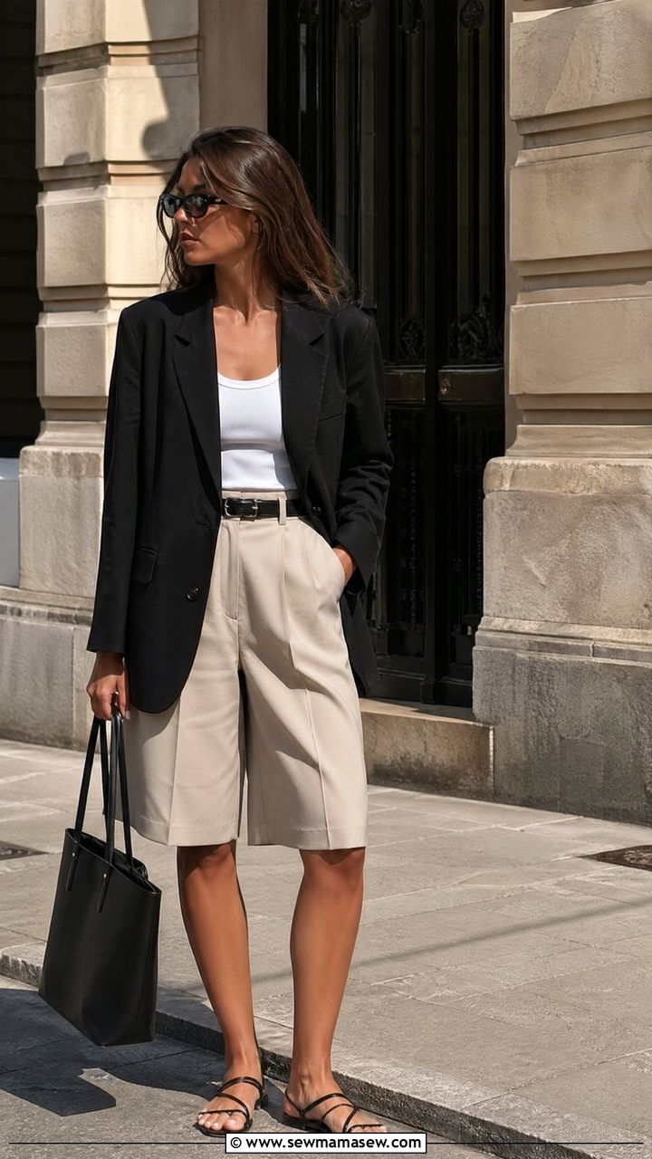 Blazer And Bermuda Shorts - 35 classy 90s outfits