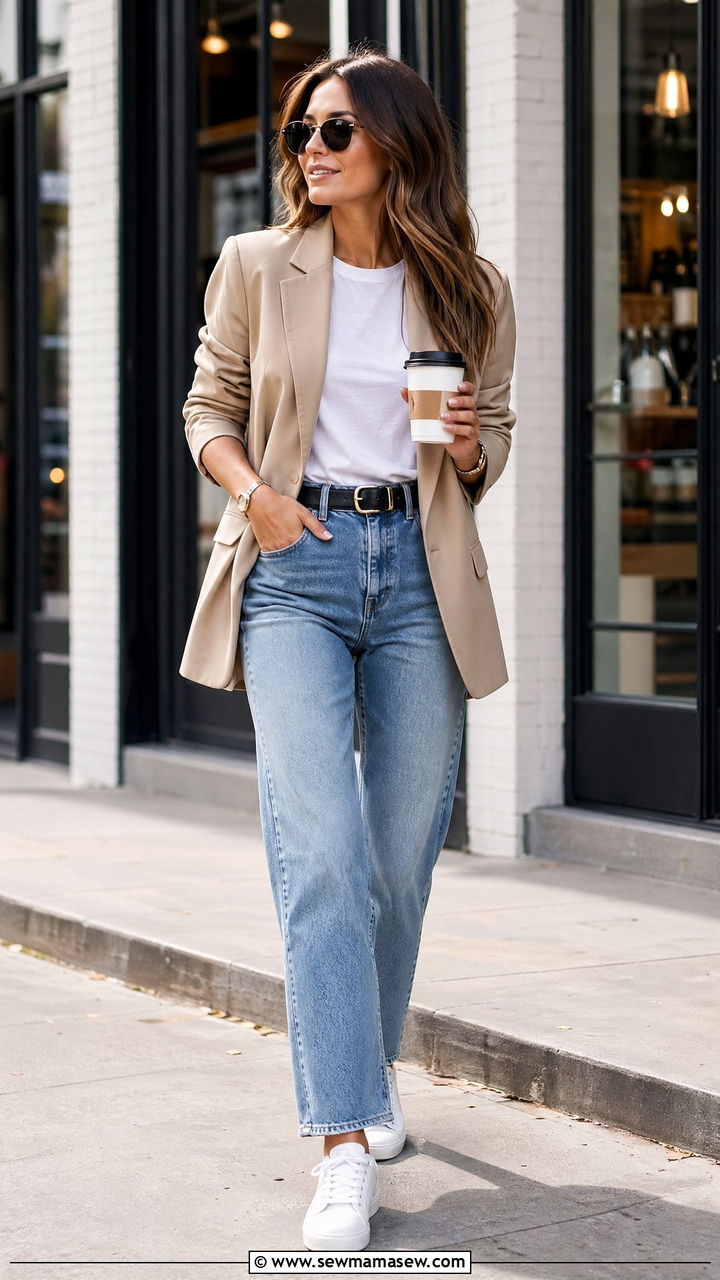 Blazer And Jeans With Sneakers - 35 casual outfits for women