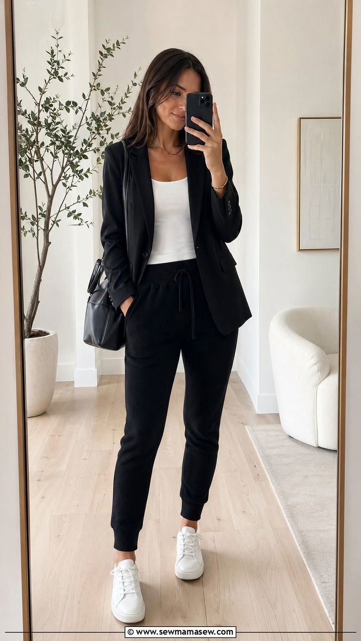 Blazer With Joggers And Sneakers - 35 Cold spring outfits