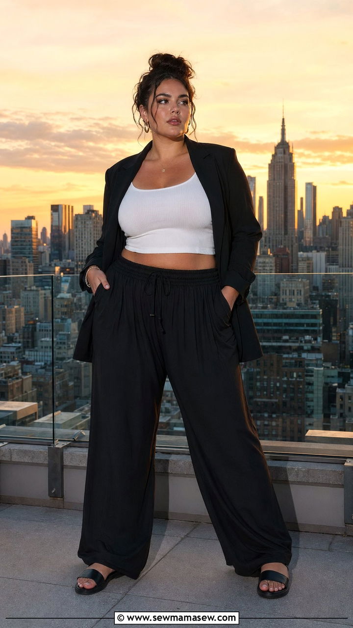 Blazer With Wide Leg Pants And Crop Top - 30 Best blazers for plus size