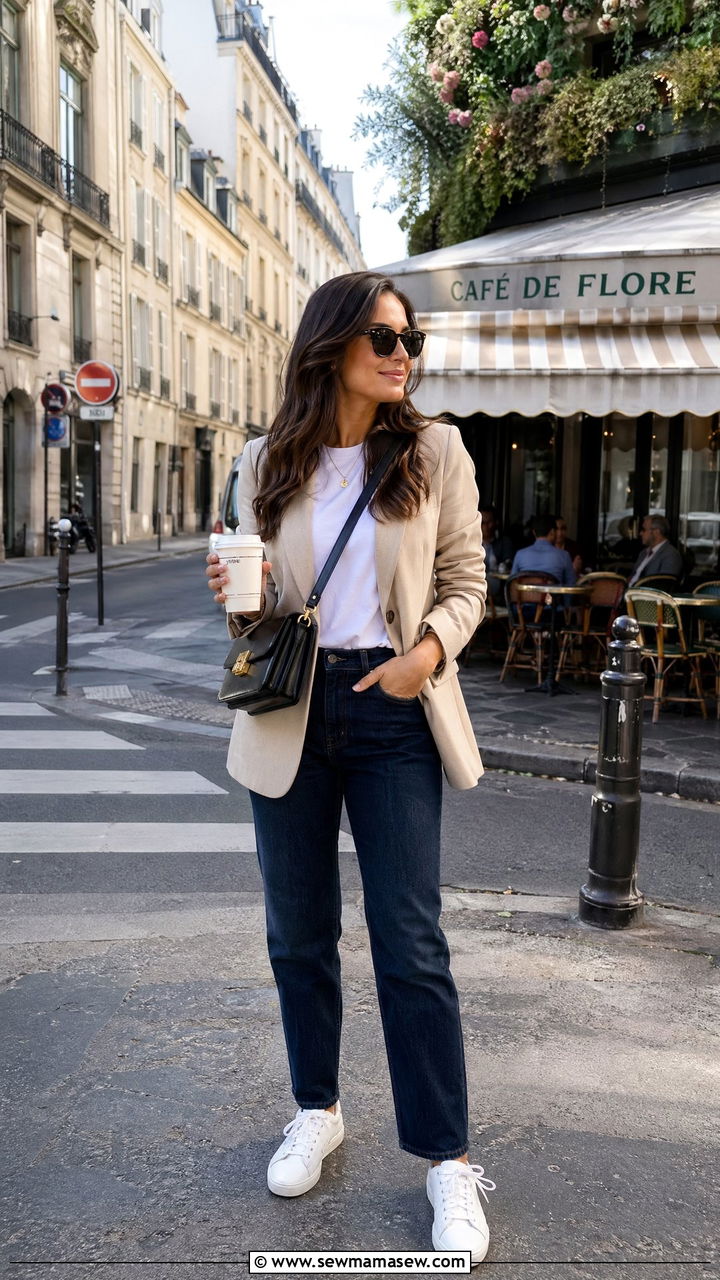 Blazer and straight leg jeans outfit - 35 Vacation outfits for women over 40